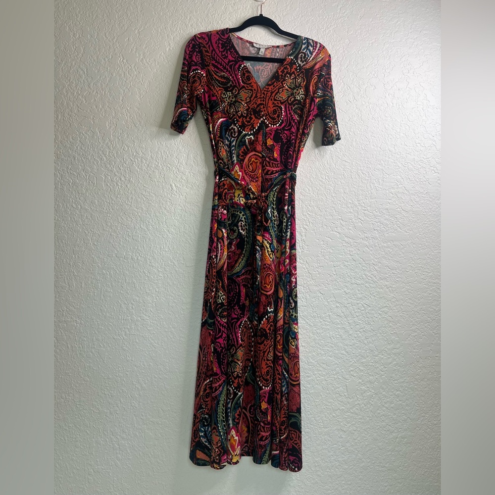 Chaus New York Tie Waist Midi Dress Size S